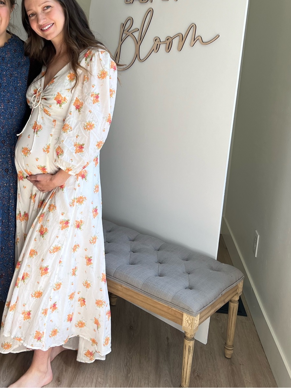 Free People Ivory Maxi Dress with Orange Floral Print - Picture 9 of 9